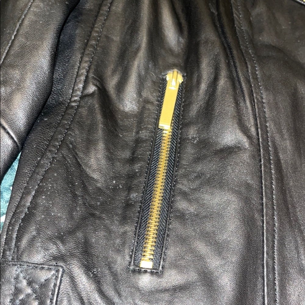 Vintage Y2K Moda International Leather Jacket with Gold Accents - Picture 4 of 11